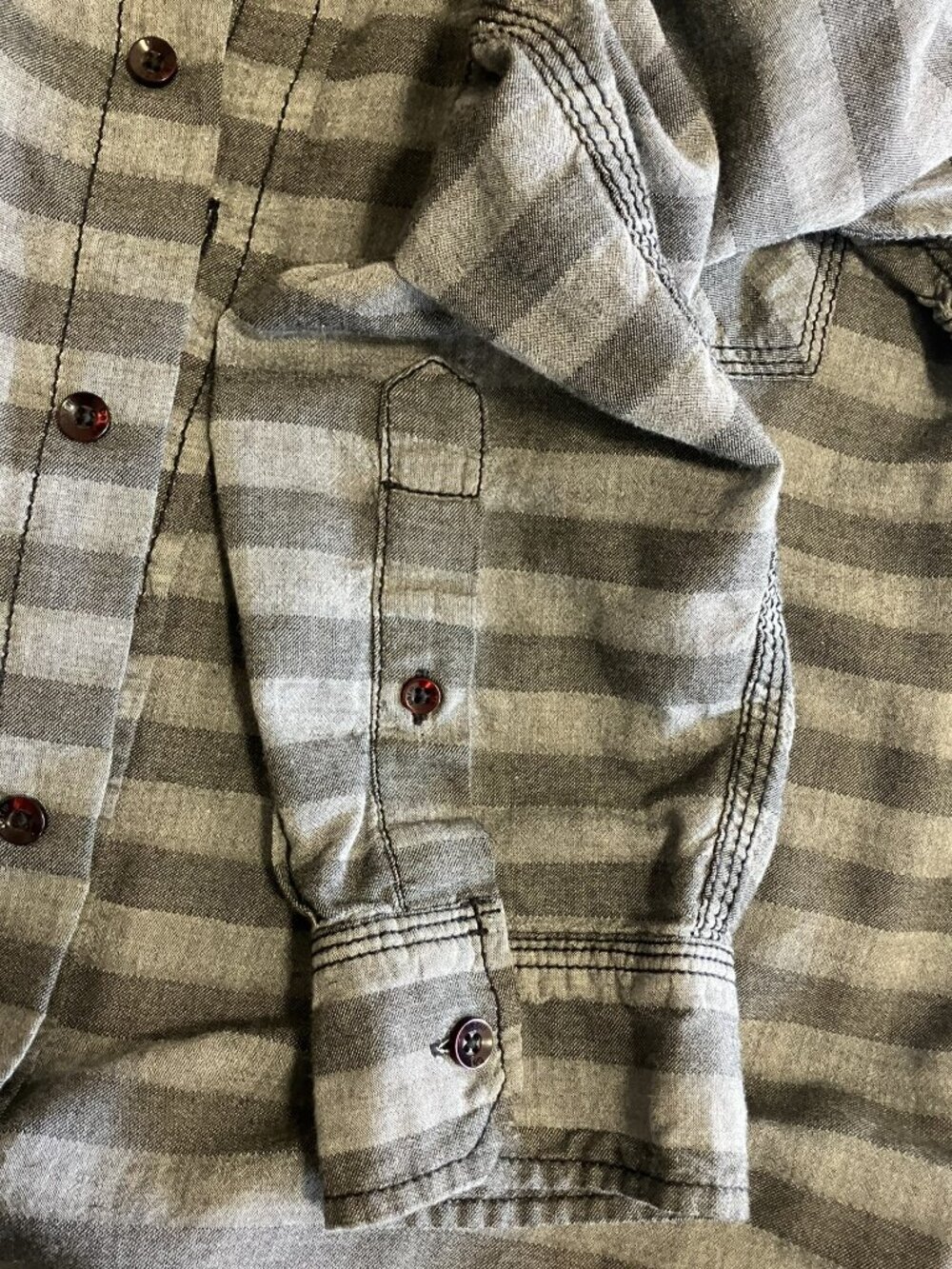 Bar III Men's Long Sleeve Button-Up Shirt - Grey Horizontal Stripe - Size Large - Picture 7 of 12